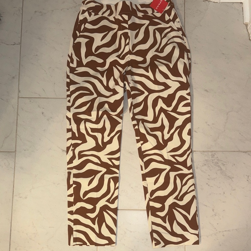 SPANX Cream and Brown Patterned Garment